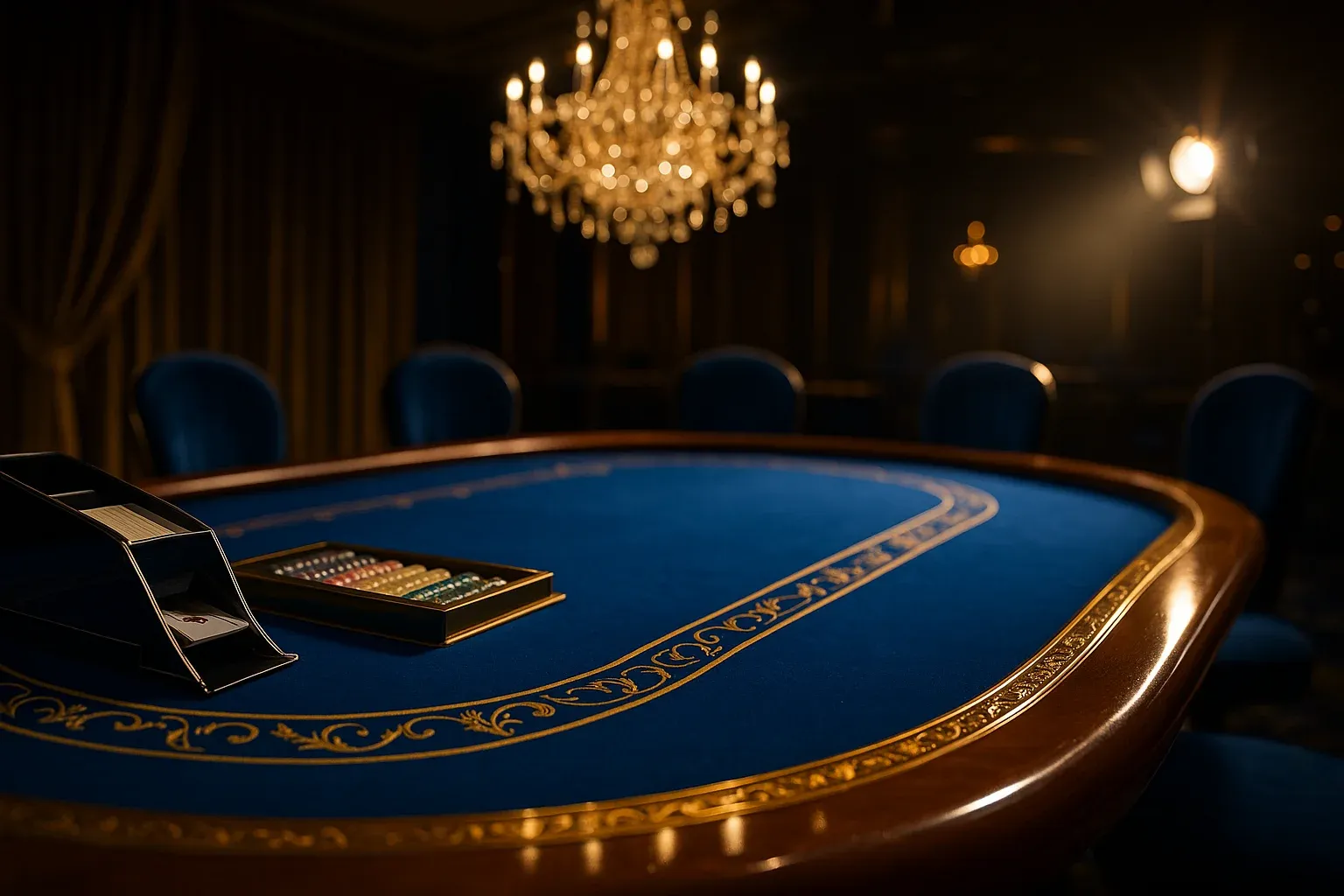 Hyperrealistic wide shot of premium live baccarat studio in Philippines